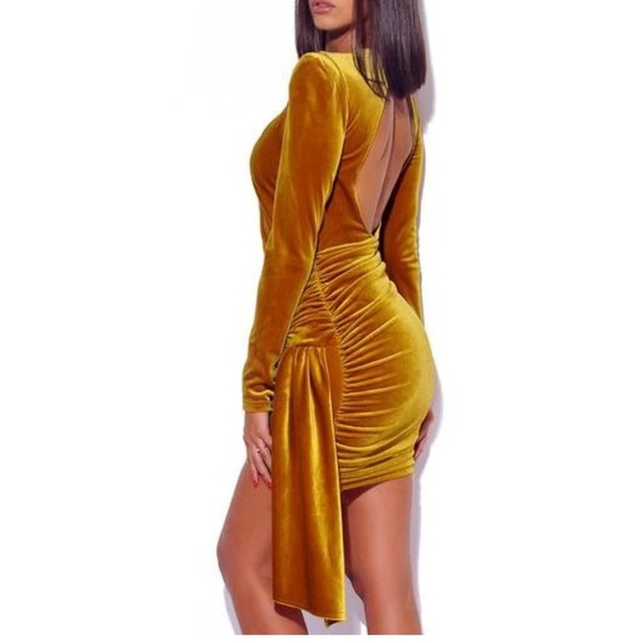 Miss Circle Aura Velvet Dress Ruched Hip Round Neck Side Sash Side Zip Sz M NEW - Picture 3 of 15